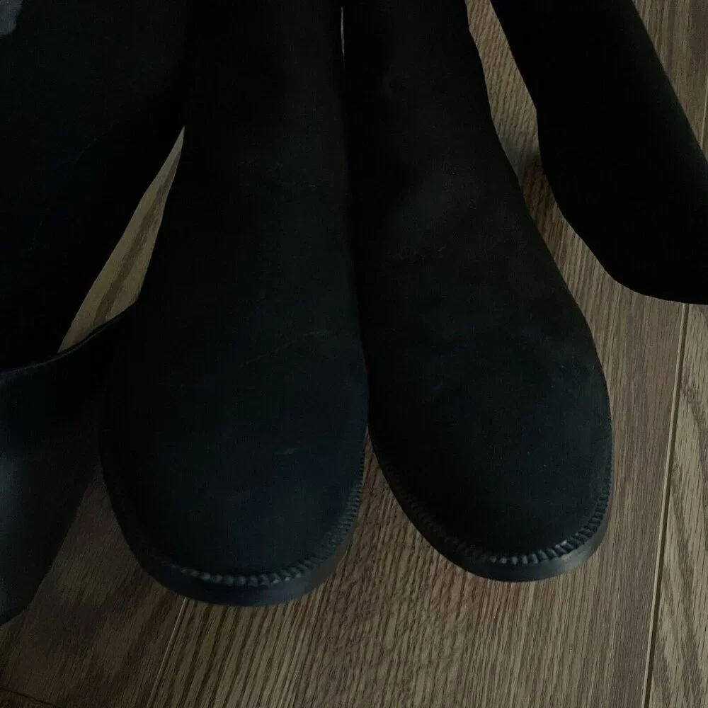 J.Crew Factory Women Size 7 Black Faux Microsuede Classic Over-the-knee Boots
